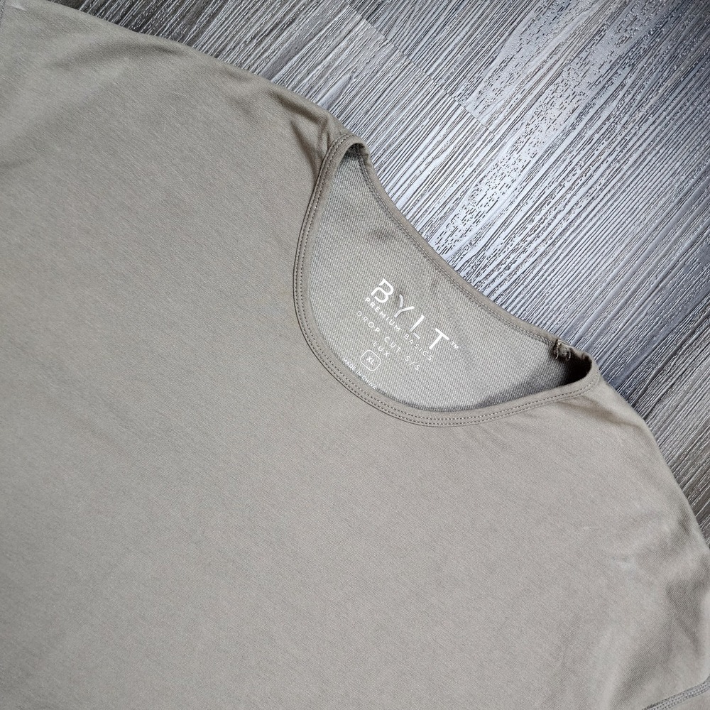 BYLT T Shirt Mens XL Beige Drop Cut Short Sleeve Premium Basics Tee